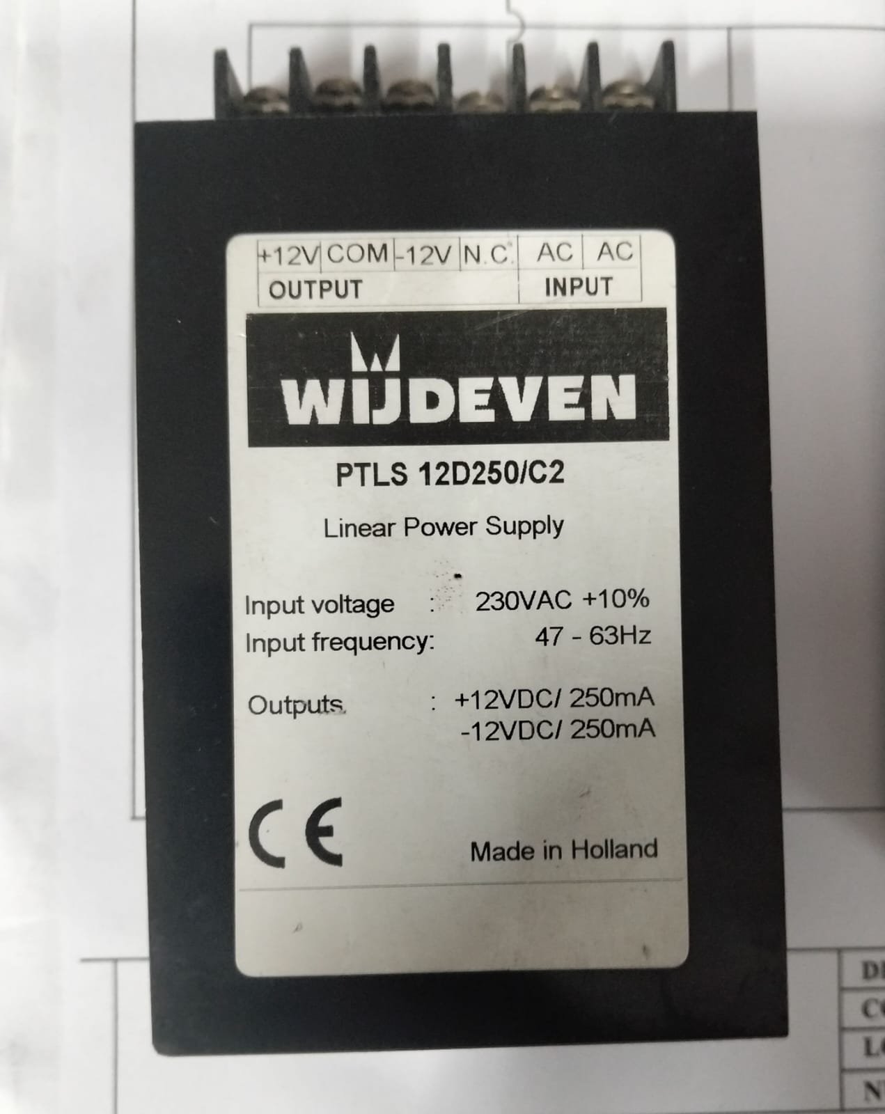 Wijdeven Linear Power Supply PTLS 12D250/C2